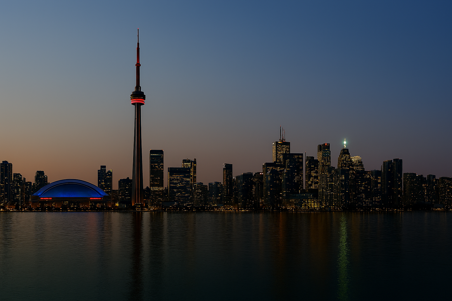 Toronto skyline at dusk